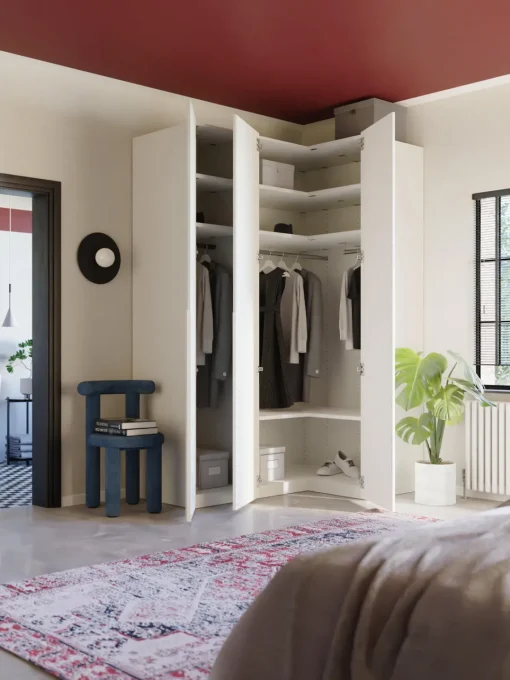Armarios Esquineros|Armarios Modulares>Westwing Collection Armario esquinero modular Leon, 4 puertas (215 cm), diferentes variantes Blanco
