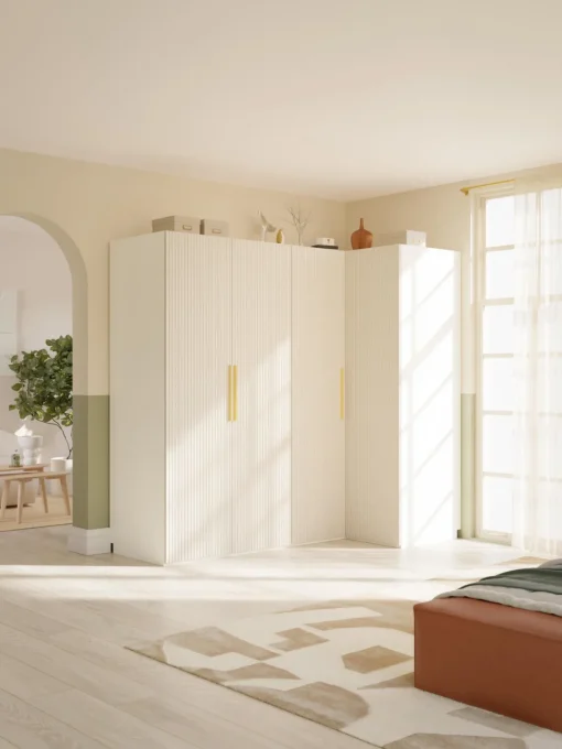 Armarios Esquineros|Armarios Modulares>Westwing Collection Armario esquinero modular Simone, 215 cm, variantes diferentes Madera, beige