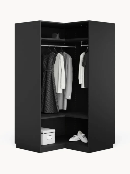 Armarios Esquineros|Armarios Modulares>Westwing Collection Armario esquinero modular Simone, 2 puertas (115 cm) Aspecto madera de nogal, negro