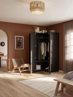 Armarios Esquineros|Armarios Modulares></noscript>Westwing Collection Armario esquinero modular Simone, 2 puertas (115 cm) Aspecto madera de nogal, negro