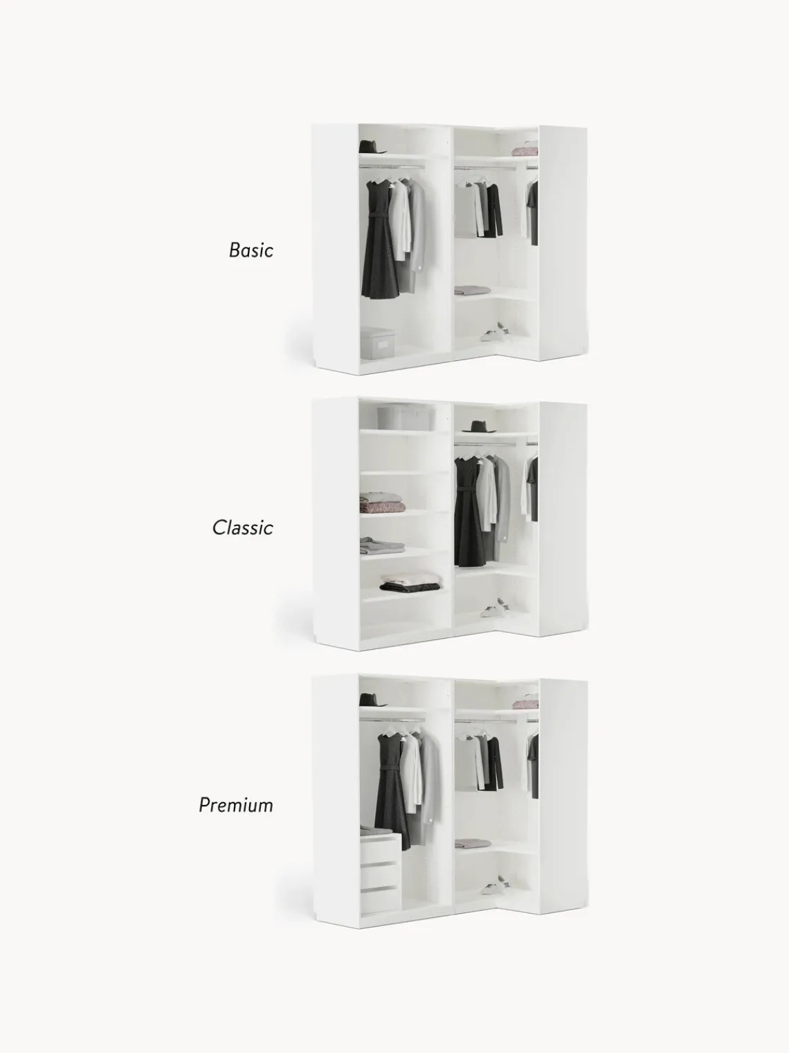 Sale Armario esquinero modular Charlotte, 4 puertas (215 cm), diferentes variantes Armarios Esquineros|Armarios Modulares