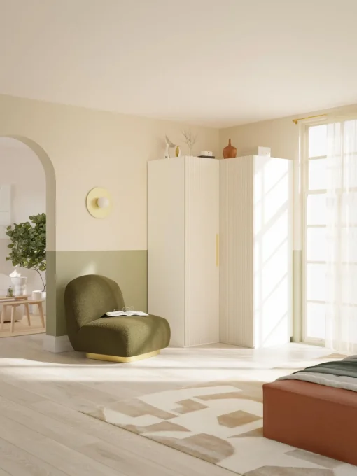 Armarios Esquineros|Armarios Modulares>Westwing Collection Armario esquinero modular Simone, 2 puertas (115 cm) Madera, beige