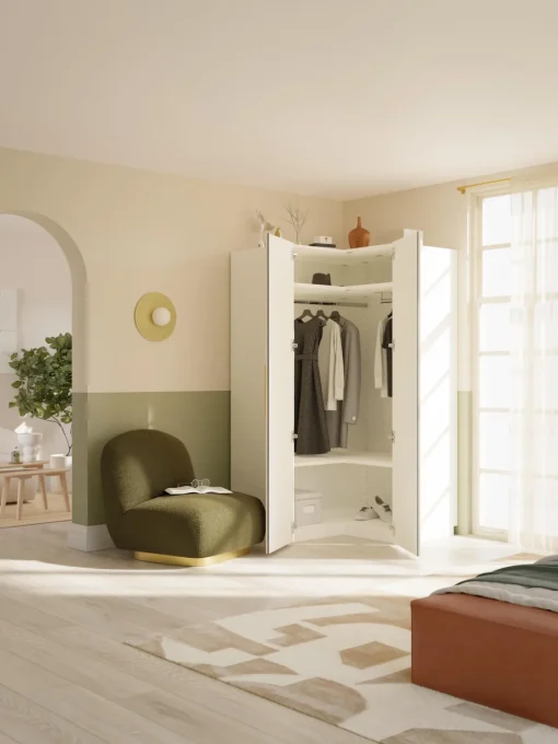 Armarios Esquineros|Armarios Modulares>Westwing Collection Armario esquinero modular Simone, 2 puertas (115 cm) Madera, beige