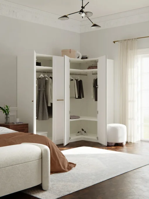 Armarios Esquineros|Armarios Modulares>Westwing Collection Armario esquinero modular Charlotte, 4 puertas (215 cm), diferentes variantes Blanco