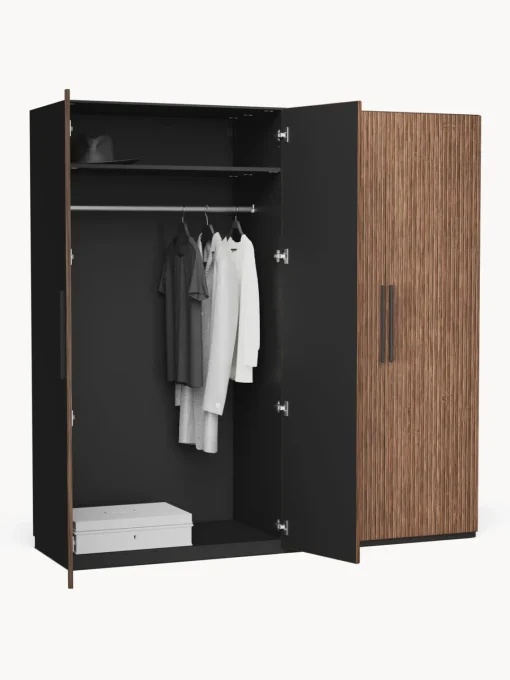 Armarios Empotrados|Armarios Modulares>Westwing Collection Armario modular con puertas giratorias Simone, An 200 cm, variantes diferentes Aspecto madera de nogal, negro