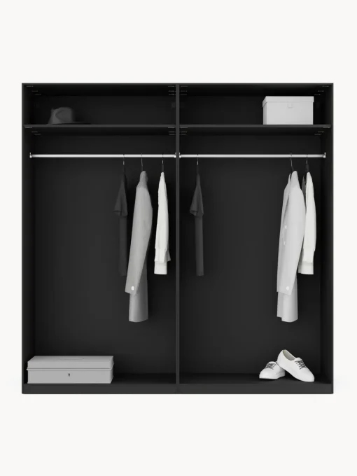Armarios Empotrados|Armarios Modulares>Westwing Collection Armario modular con puertas giratorias Simone, An 200 cm, variantes diferentes Aspecto madera de nogal, negro