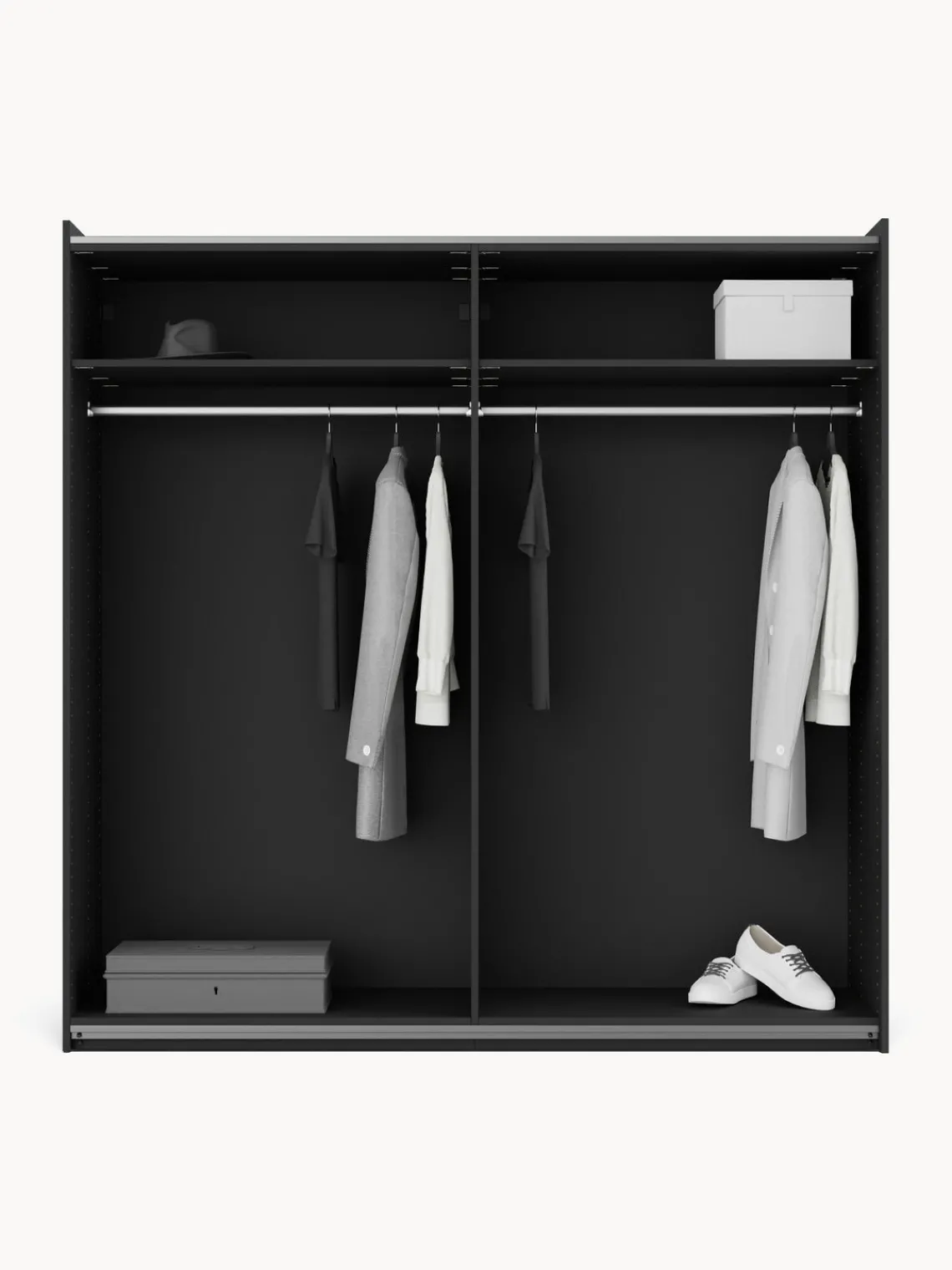 Armarios Con Puerta Corredera|Armarios Modulares>Westwing Collection Armario modular Leon, 2 puertas correderas (200 cm), diferentes variantes Negro