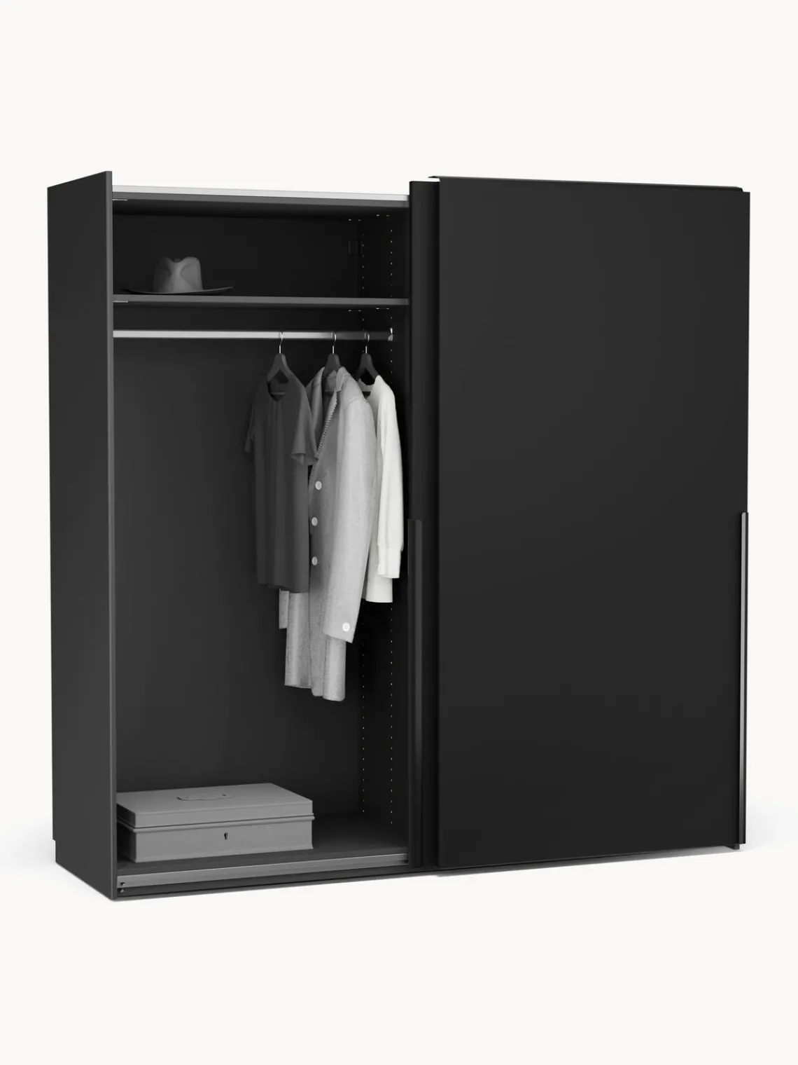 Armarios Con Puerta Corredera|Armarios Modulares>Westwing Collection Armario modular Leon, 2 puertas correderas (200 cm), diferentes variantes Negro