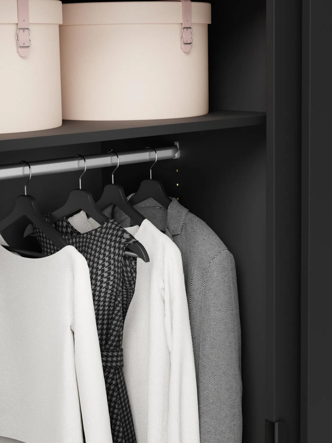 Armarios Con Puerta Corredera|Armarios Modulares>Westwing Collection Armario modular Leon, 2 puertas correderas (200 cm), diferentes variantes Negro