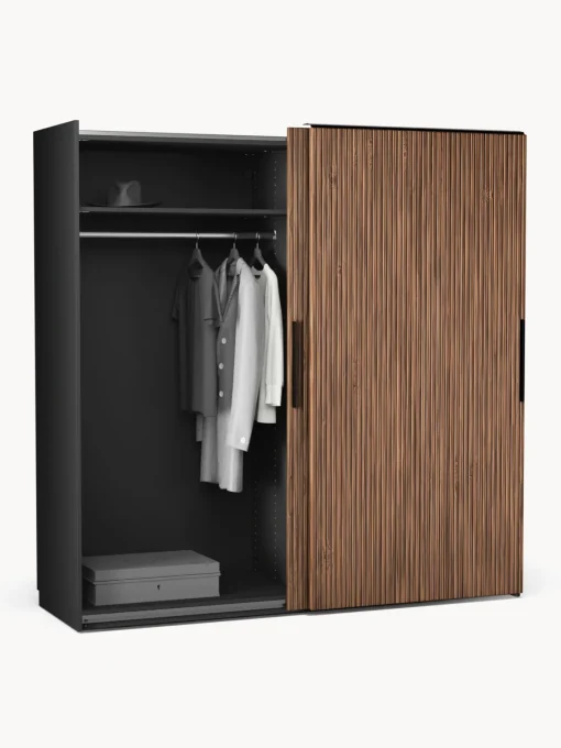Armarios Con Puerta Corredera|Armarios Modulares>Westwing Collection Armario modular Simone, 2 puertas correderas (200 cm), diferentes variantes Aspecto madera de nogal, negro