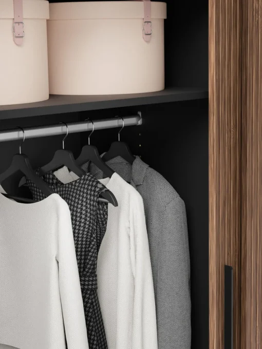 Armarios Con Puerta Corredera|Armarios Modulares>Westwing Collection Armario modular Simone, 2 puertas correderas (200 cm), diferentes variantes Aspecto madera de nogal, negro