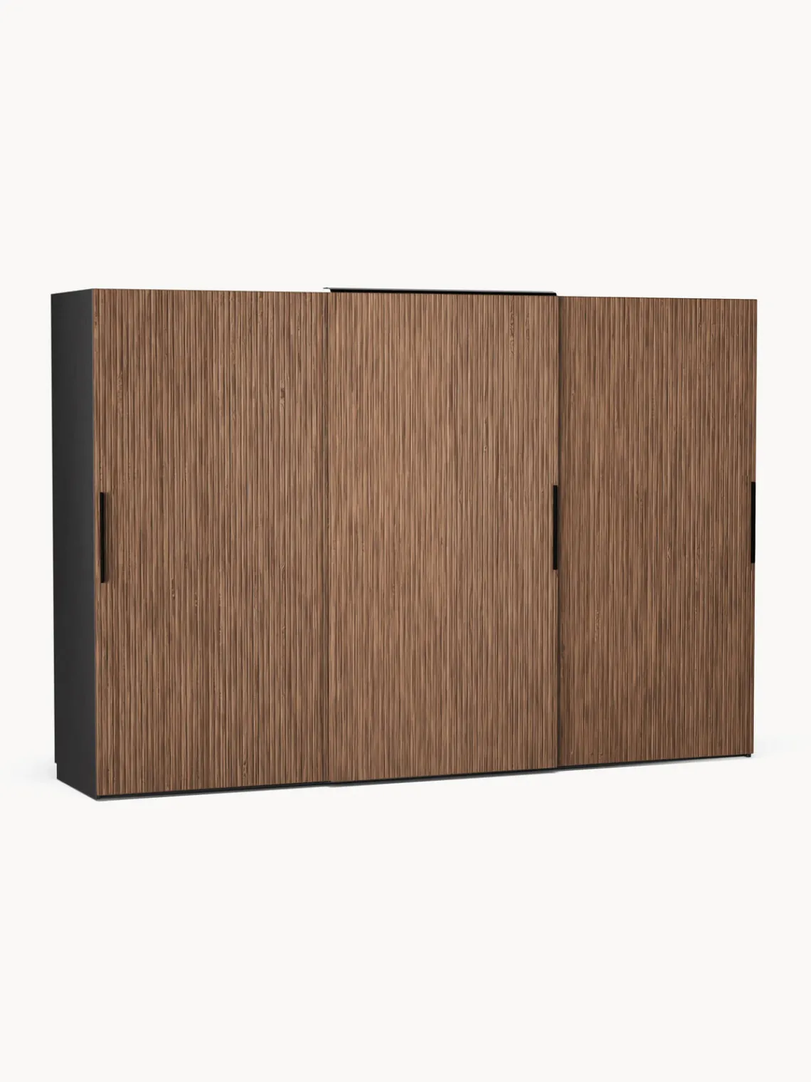 Armarios Con Puerta Corredera|Armarios Modulares>Westwing Collection Armario modular Simone, 3 puertas correderas (300 cm), diferentes variantes Aspecto madera de nogal, negro