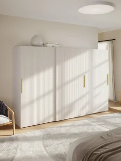 Armarios Con Puerta Corredera|Armarios Modulares>Westwing Collection Armario modular Simone, 3 puertas correderas (300 cm), diferentes variantes Madera, beige claro