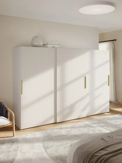 Armarios Con Puerta Corredera|Armarios Modulares>Westwing Collection Armario modular Simone, 3 puertas correderas (300 cm), diferentes variantes Madera, beige claro