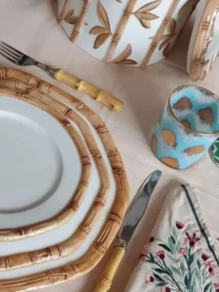 Online Bajoplato pintado a mano Bamboo Cuencos Y Platos De Servir|Vajillas Completas