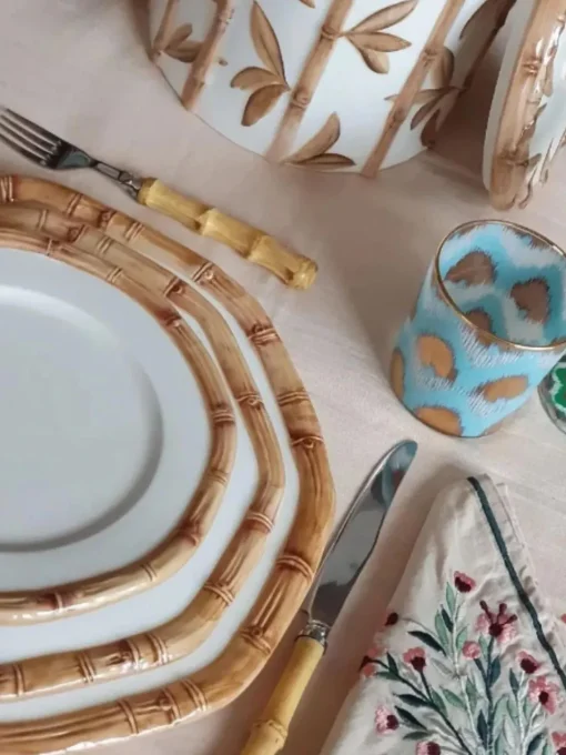Online Bajoplato pintado a mano Bamboo Cuencos Y Platos De Servir|Vajillas Completas
