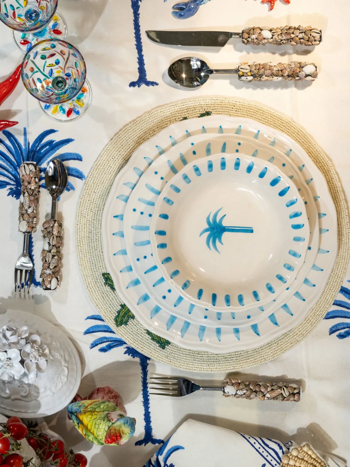 Cuencos Y Platos De Servir|Vajillas Completas>Les Ottomans Bajoplato pintado a mano The Palms