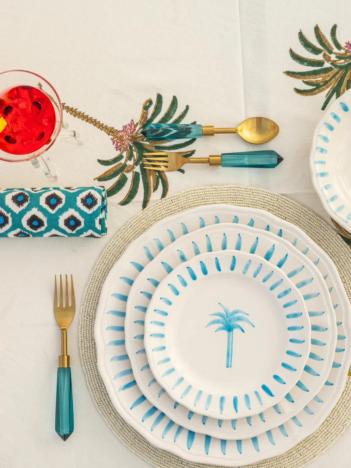 Cuencos Y Platos De Servir|Vajillas Completas>Les Ottomans Bajoplato pintado a mano The Palms