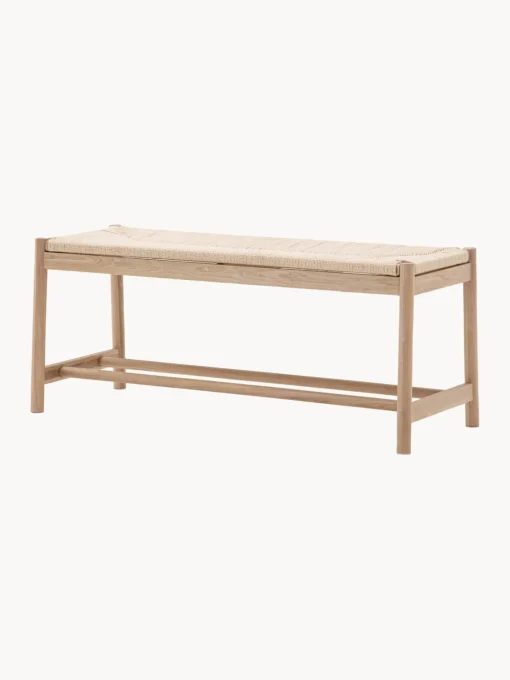 Bancos|Bancos> Banco artesanal de madera de roble y mimbre Eton