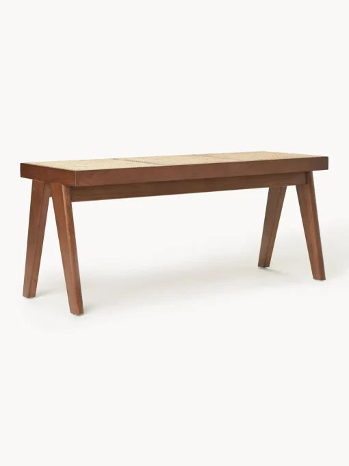 Bancos|Bancos>Westwing Collection Banco con tejido vienés Sissi Madera de roble oscura, beige claro