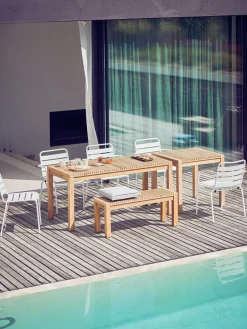 New Banco de jardín de madera de teca Samoa, 130 cm Bancos De Jardín|Bancos