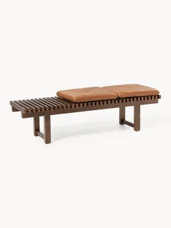 Discount Banco de madera de fresno con asiento de cuero Sora Bancos|Bancos