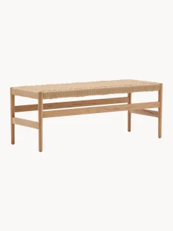 Bancos|Bancos> Banco de madera de roble Zaide Beige claro, madera de roble