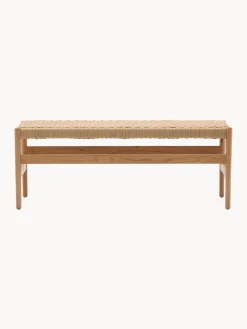Bancos|Bancos></noscript> Banco de madera de roble Zaide Beige claro, madera de roble