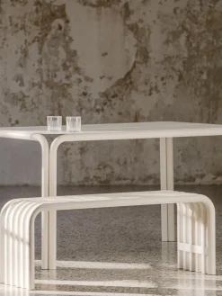 Bancos De Jardín|Bancos></noscript>Noo.ma Banco de metal Nokk Blanco Off White