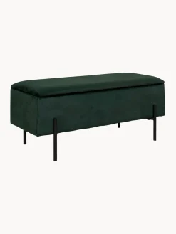 Bancos|Bancos>House Nordic Banco en terciopelo con espacio de almacenamiento Watford Terciopelo verde oscuro, negro