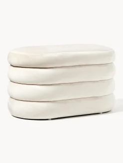 Bancos|Bancos>Westwing Collection Banco pequeño tapizado en terciopelo con espacio de almacenamiento Alto Terciopelo blanco Off White