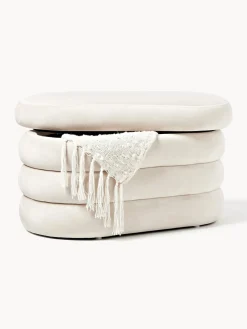 Bancos|Bancos></noscript>Westwing Collection Banco pequeño tapizado en terciopelo con espacio de almacenamiento Alto Terciopelo blanco Off White