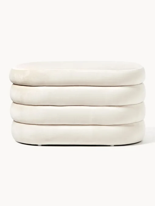 Bancos|Bancos>Westwing Collection Banco pequeño tapizado en terciopelo con espacio de almacenamiento Alto Terciopelo blanco Off White