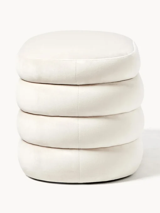 Bancos|Bancos>Westwing Collection Banco pequeño tapizado en terciopelo con espacio de almacenamiento Alto Terciopelo blanco Off White