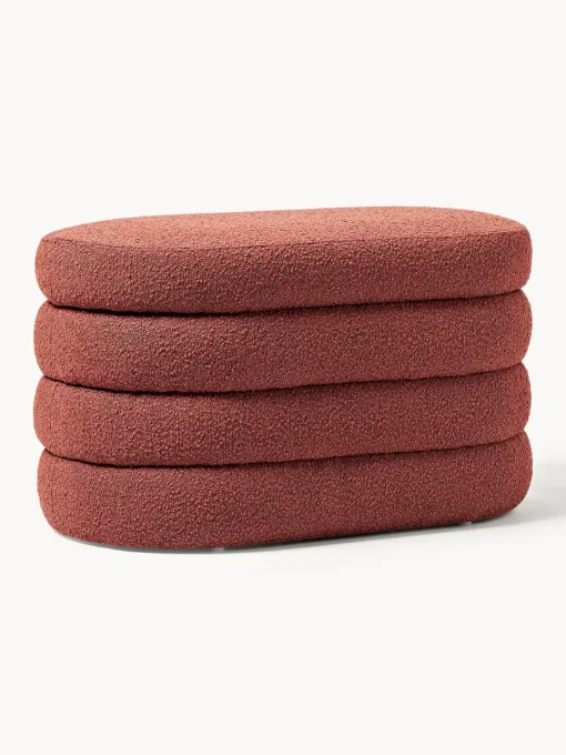 Bancos|Bancos>Westwing Collection Banco pequeño tapizado en tejido bouclé con espacio de almacenamiento Alto Bouclé rojo óxido