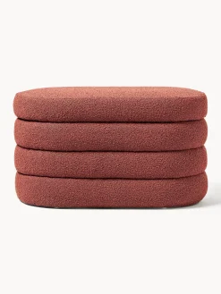 Bancos|Bancos></noscript>Westwing Collection Banco pequeño tapizado en tejido bouclé con espacio de almacenamiento Alto Bouclé rojo óxido