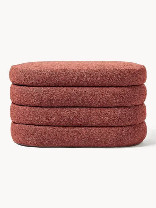 Bancos|Bancos>Westwing Collection Banco pequeño tapizado en tejido bouclé con espacio de almacenamiento Alto Bouclé rojo óxido