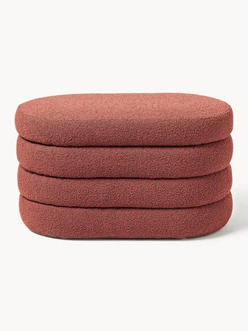 Bancos|Bancos>Westwing Collection Banco pequeño tapizado en tejido bouclé con espacio de almacenamiento Alto Bouclé rojo óxido