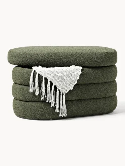 Bancos|Bancos></noscript>Westwing Collection Banco pequeño tapizado en tejido bouclé con espacio de almacenamiento Alto Bouclé verde oscuro