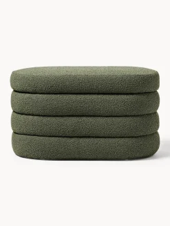 Bancos|Bancos></noscript>Westwing Collection Banco pequeño tapizado en tejido bouclé con espacio de almacenamiento Alto Bouclé verde oscuro