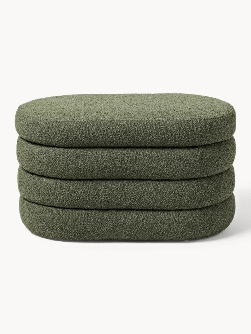 Bancos|Bancos>Westwing Collection Banco pequeño tapizado en tejido bouclé con espacio de almacenamiento Alto Bouclé verde oscuro
