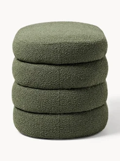 Bancos|Bancos></noscript>Westwing Collection Banco pequeño tapizado en tejido bouclé con espacio de almacenamiento Alto Bouclé verde oscuro