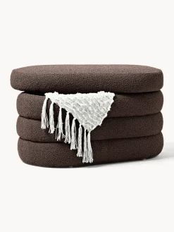 Bancos|Bancos></noscript>Westwing Collection Banco pequeño tapizado en tejido bouclé con espacio de almacenamiento Alto Bouclé marrón oscuro