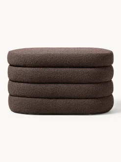 Bancos|Bancos></noscript>Westwing Collection Banco pequeño tapizado en tejido bouclé con espacio de almacenamiento Alto Bouclé marrón oscuro
