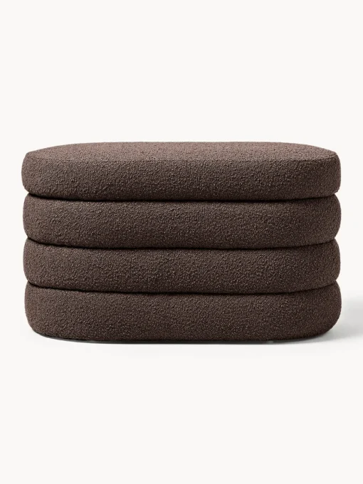 Bancos|Bancos>Westwing Collection Banco pequeño tapizado en tejido bouclé con espacio de almacenamiento Alto Bouclé marrón oscuro