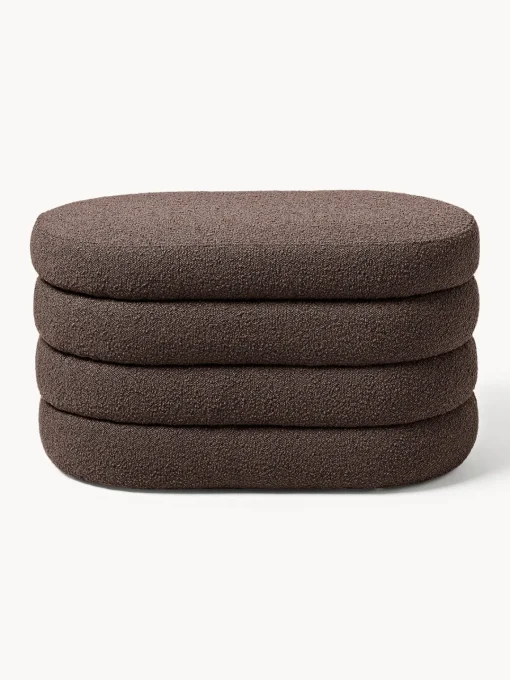 Bancos|Bancos>Westwing Collection Banco pequeño tapizado en tejido bouclé con espacio de almacenamiento Alto Bouclé marrón oscuro