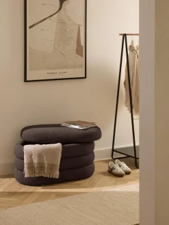 Bancos|Bancos></noscript>Westwing Collection Banco pequeño tapizado en tejido bouclé con espacio de almacenamiento Alto Bouclé marrón oscuro