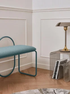 Bancos|Bancos></noscript>AYTM Banco tapizado Angui Tejido gris azulado