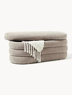 Bancos|Bancos></noscript>Westwing Collection Banco tapizado con espacio de almacenamiento Alto Tejido gris pardo