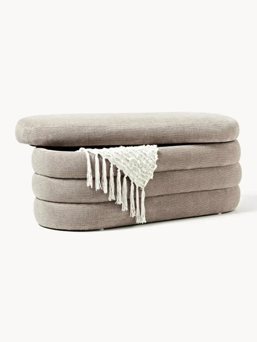 Bancos|Bancos>Westwing Collection Banco tapizado con espacio de almacenamiento Alto Tejido gris pardo